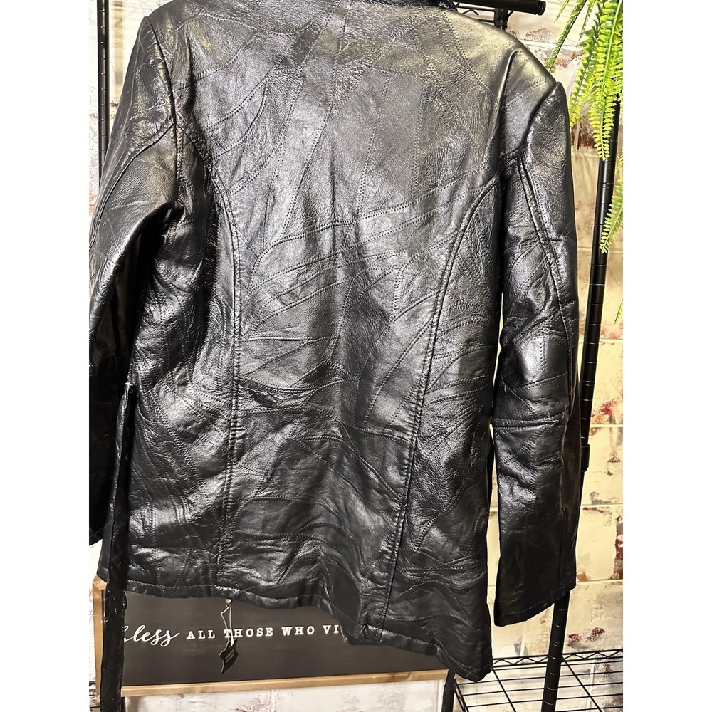 Leather & Soul Men's Black Leather Jacket XL Full Zip Lined Spread Collar Short - Picture 10 of 13